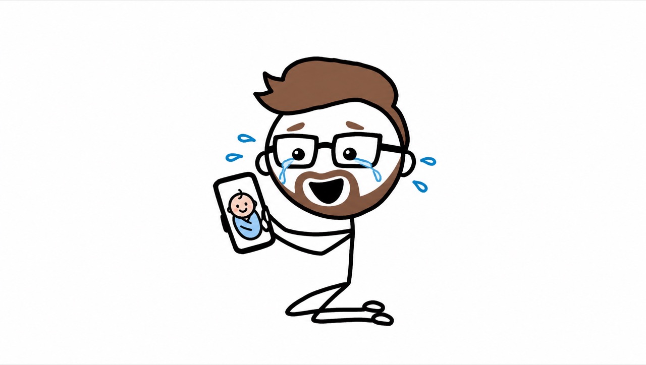 Norbo on his knees holding a phone, crying with happiness